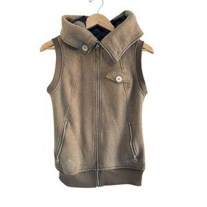 Burton Snowboard Dryride Ski Vest Hood Zippers Brown Men’s Sz Small